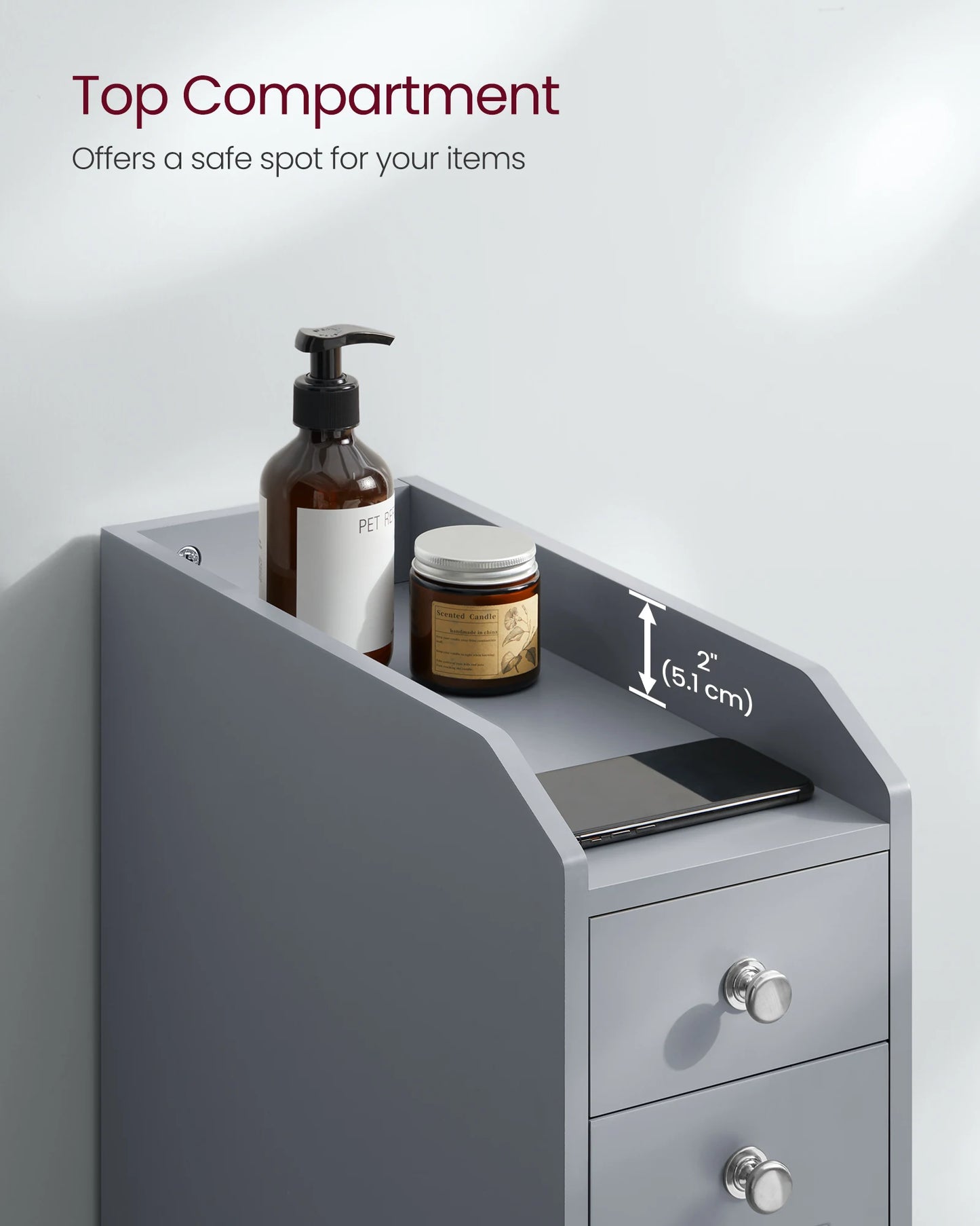 VASAGLE Small Bathroom Storage Cabinet, Slim Bathroom Storage Organizer, Toilet Paper Holder with Storage