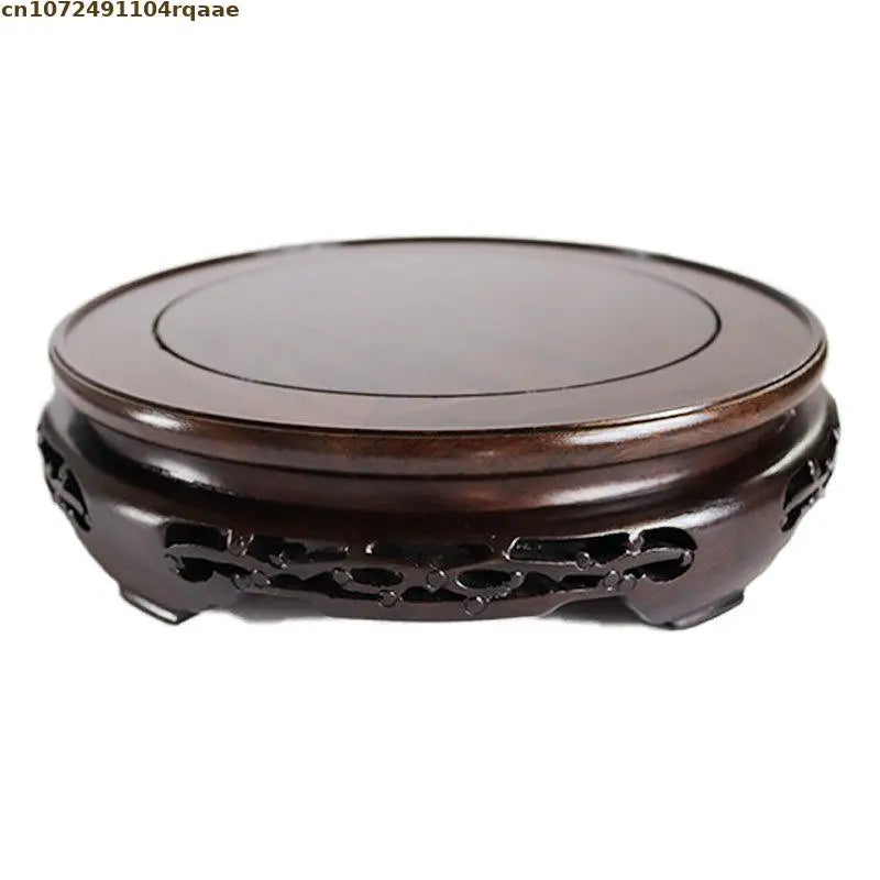 High Quality Miniature Wooden Round Base Figurines Vase Flower Pot Sorting Table Display Stand Tea Sets Pedestal Plant Shelves