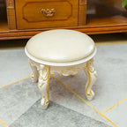 European Fabric Pouf,Modern Round Tea Table Stool, High-Quality Manicure Seat, Living Room Sofa Side Ottoman, Versatile Seating.