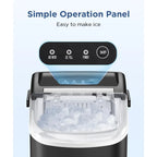 COWSAR Ice Maker Countertop, Portable  Machine with Self-Cleaning, 26.5lbs/24Hrs, 9 Bullet  Cubes in 6 Mins,  Basket