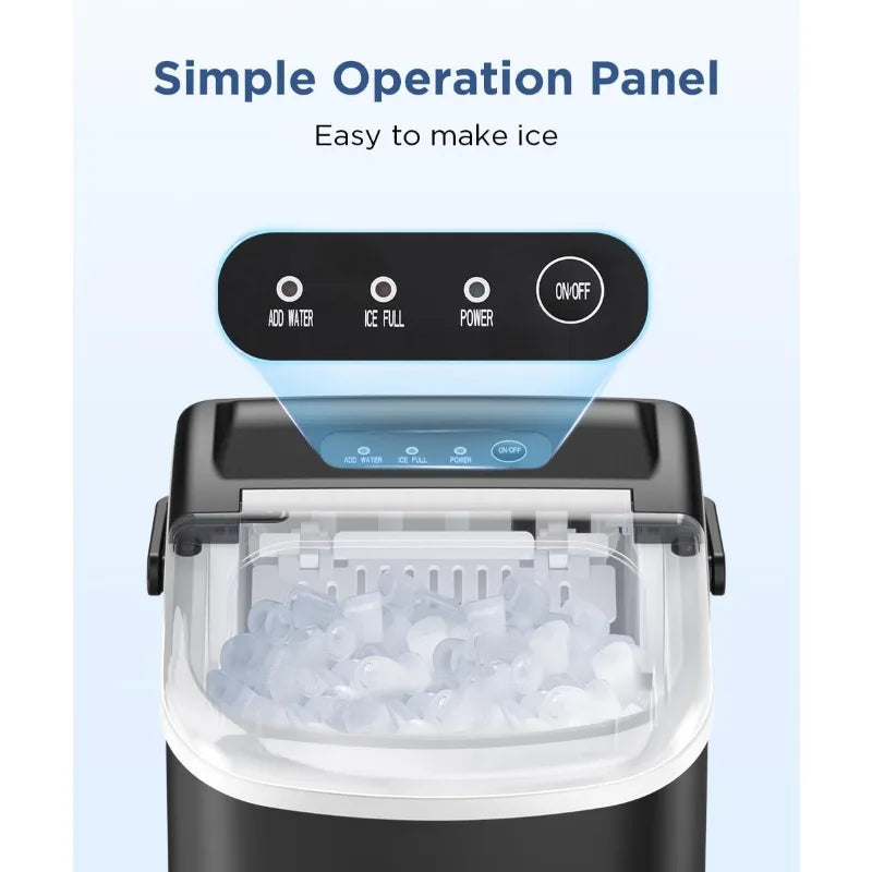 COWSAR Ice Maker Countertop, Portable  Machine with Self-Cleaning, 26.5lbs/24Hrs, 9 Bullet  Cubes in 6 Mins,  Basket