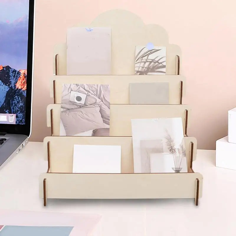 4 Tier Sturdy Wood Display Stand Sticker Display Stand Greeting Card Display Stands Card Organizers for Greeting Cards Postcards