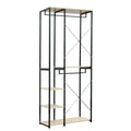 1PC Wood Steel Coat Rack Floor Standing Clothes Hanging Storage Shelf Clothes Hanger Racks Shoe Rack Living Room Bedroom