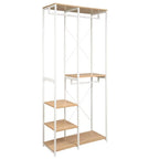 1PC Wood Steel Coat Rack Floor Standing Clothes Hanging Storage Shelf Clothes Hanger Racks Shoe Rack Living Room Bedroom