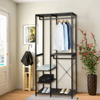 1PC Wood Steel Coat Rack Floor Standing Clothes Hanging Storage Shelf Clothes Hanger Racks Shoe Rack Living Room Bedroom