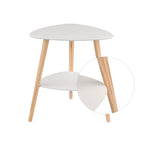 1PC White 50x40x55cm Side Table with 2 Storages Bedside Table Cabinet Wooden Legs MDF Coffee Table for Living Room Bedroom