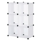 WOLTU DIY Wardrobe Plastic Storage Shelf 6 Compartments Bookcase with Door Storage Box Organizer Closet Cabinet for Bedroom