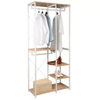 1PC Wood Steel Coat Rack Floor Standing Clothes Hanging Storage Shelf Clothes Hanger Racks Shoe Rack Living Room Bedroom