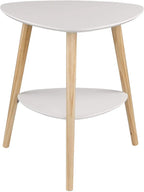 1PC White 50x40x55cm Side Table with 2 Storages Bedside Table Cabinet Wooden Legs MDF Coffee Table for Living Room Bedroom
