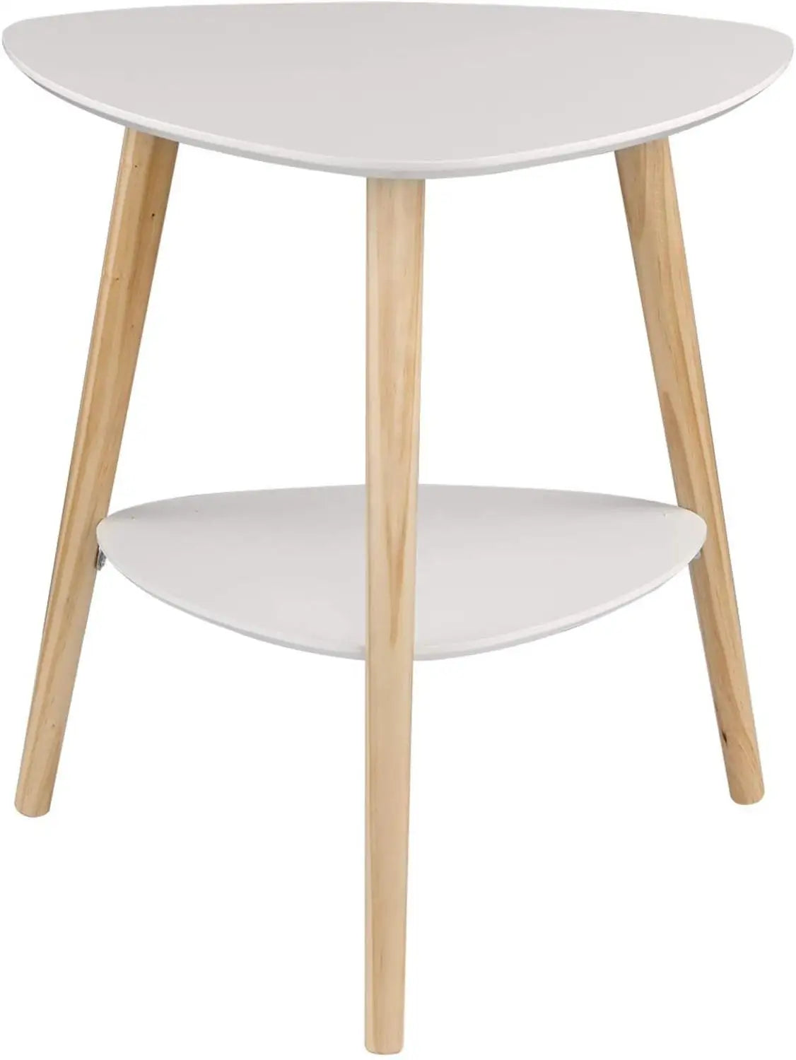 1PC White 50x40x55cm Side Table with 2 Storages Bedside Table Cabinet Wooden Legs MDF Coffee Table for Living Room Bedroom