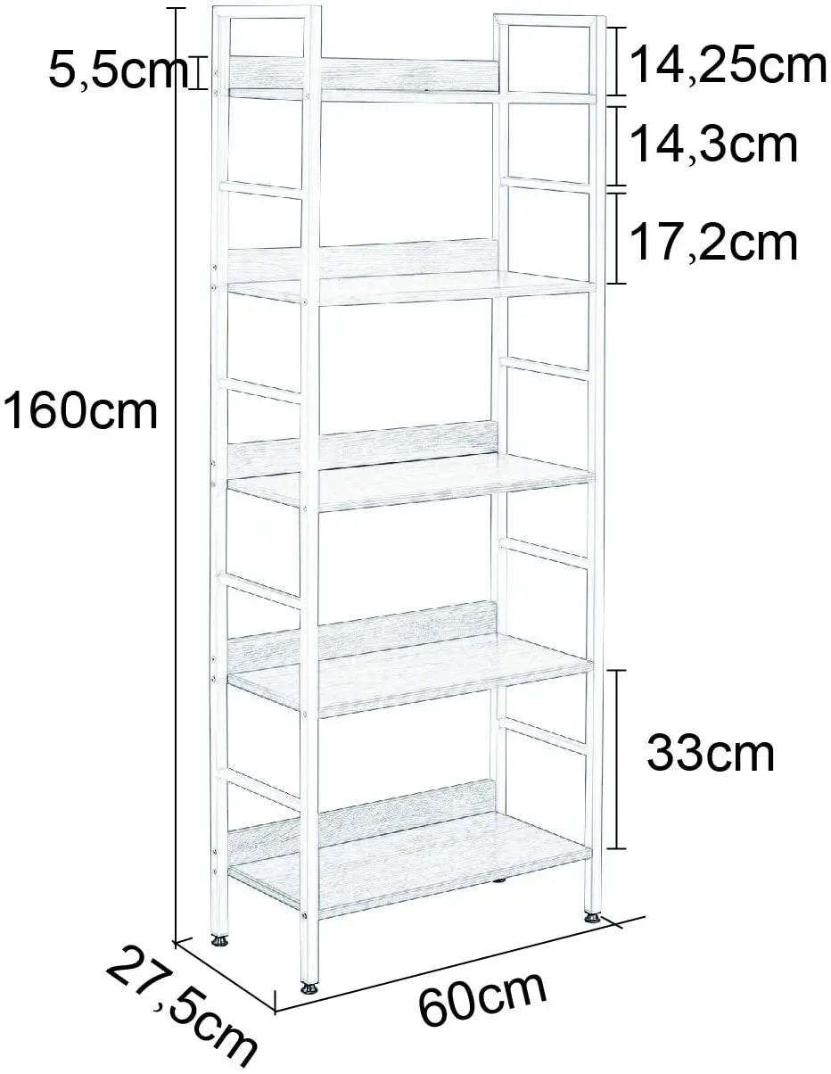 WOLTU 5-tier Wooden Bookcase Upright Shelving Unit Bookshelf Shoe Rack Bathroom Cupboard Flower Stairs Storage Organizer Display