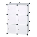 WOLTU DIY Wardrobe Plastic Storage Shelf 6 Compartments Bookcase with Door Storage Box Organizer Closet Cabinet for Bedroom