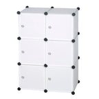 WOLTU DIY Wardrobe Plastic Storage Shelf 6 Compartments Bookcase with Door Storage Box Organizer Closet Cabinet for Bedroom