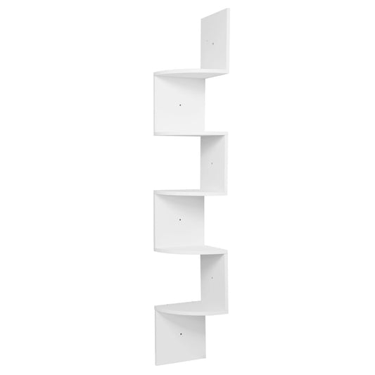 1PC White Black 5 Tiers Zigzag Style Decorative Wall Shelf Corner CD DVD Shelf for Home Organization Decoration Ornament