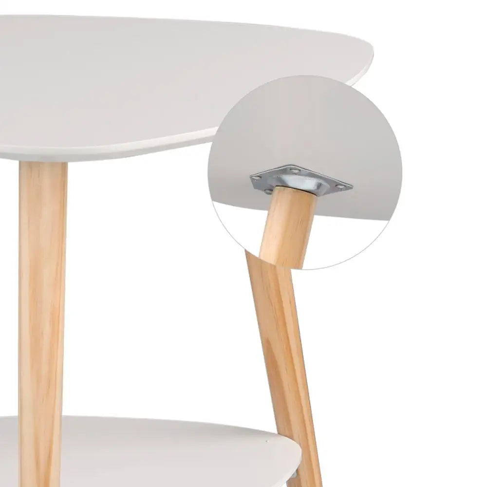 1PC White 50x40x55cm Side Table with 2 Storages Bedside Table Cabinet Wooden Legs MDF Coffee Table for Living Room Bedroom