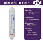 Alkaline Water Filter 2" x 10" Post Inline Water Filter Replacement ph + for Under Sink and  Reverse Osmosis System