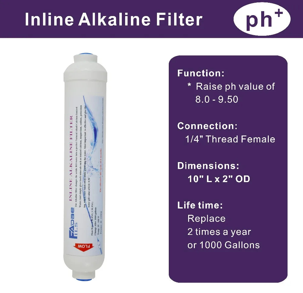 Alkaline Water Filter 2" x 10" Post Inline Water Filter Replacement ph + for Under Sink and  Reverse Osmosis System