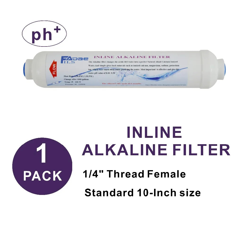 Alkaline Water Filter 2" x 10" Post Inline Water Filter Replacement ph + for Under Sink and  Reverse Osmosis System