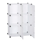 WOLTU DIY Wardrobe Plastic Storage Shelf 6 Compartments Bookcase with Door Storage Box Organizer Closet Cabinet for Bedroom