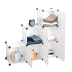 WOLTU DIY Wardrobe Plastic Storage Shelf 6 Compartments Bookcase with Door Storage Box Organizer Closet Cabinet for Bedroom