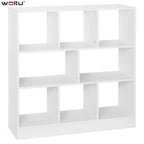 WOLTU White Bookcase Room Divider Standing Storage Filing Shelf with 8 Compartments for Living Room Children's Room Office Home