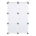 WOLTU DIY Wardrobe Plastic Storage Shelf 6 Compartments Bookcase with Door Storage Box Organizer Closet Cabinet for Bedroom