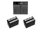 2 Battery Np-f960/Np-f970 For Camera Led Illuminator + Dual Charger