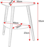 1PC White 50x40x55cm Side Table with 2 Storages Bedside Table Cabinet Wooden Legs MDF Coffee Table for Living Room Bedroom
