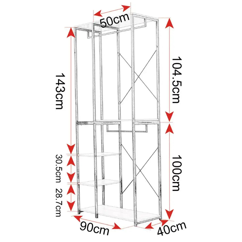1PC Wood Steel Coat Rack Floor Standing Clothes Hanging Storage Shelf Clothes Hanger Racks Shoe Rack Living Room Bedroom