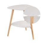 1PC White 50x40x55cm Side Table with 2 Storages Bedside Table Cabinet Wooden Legs MDF Coffee Table for Living Room Bedroom