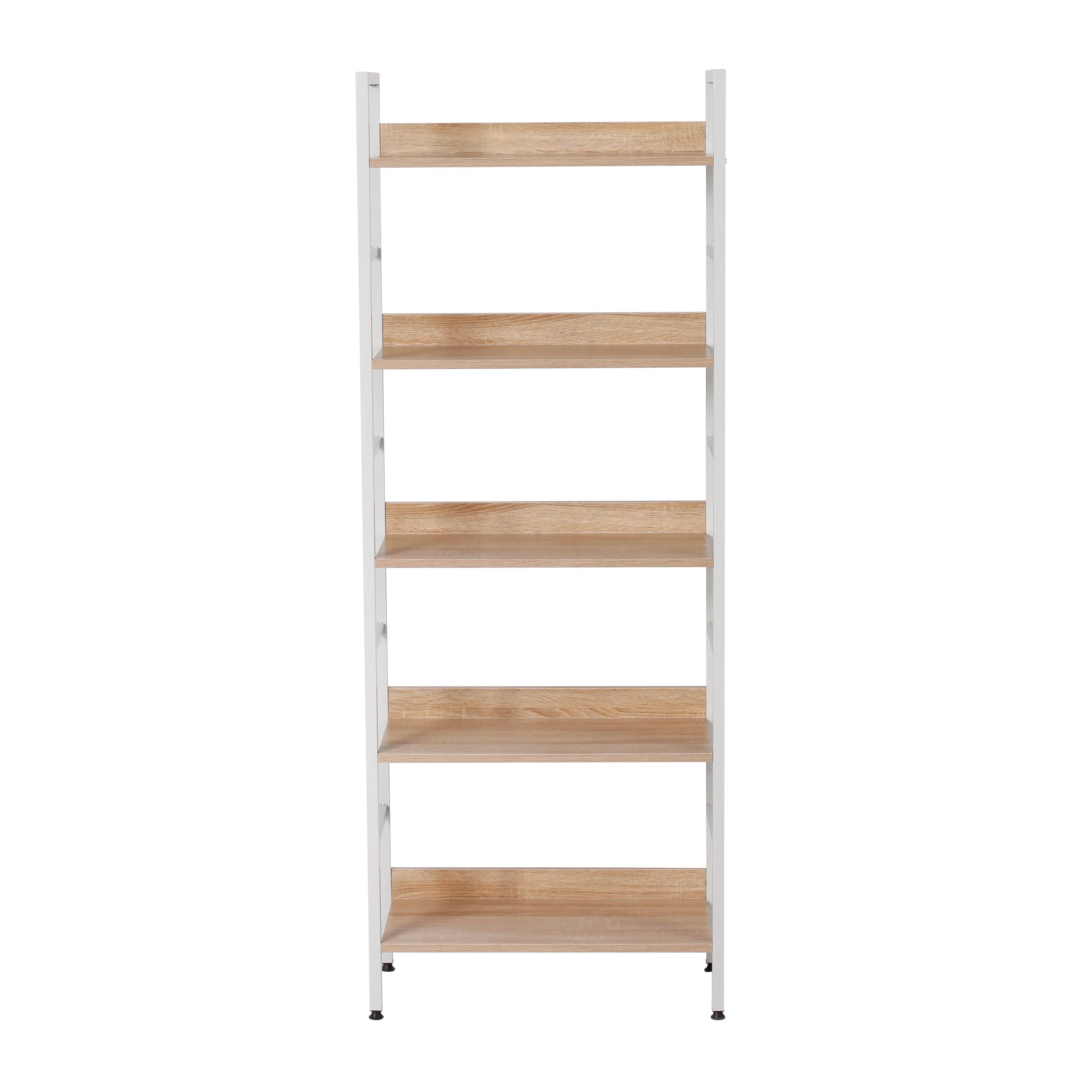 WOLTU 5-tier Wooden Bookcase Upright Shelving Unit Bookshelf Shoe Rack Bathroom Cupboard Flower Stairs Storage Organizer Display